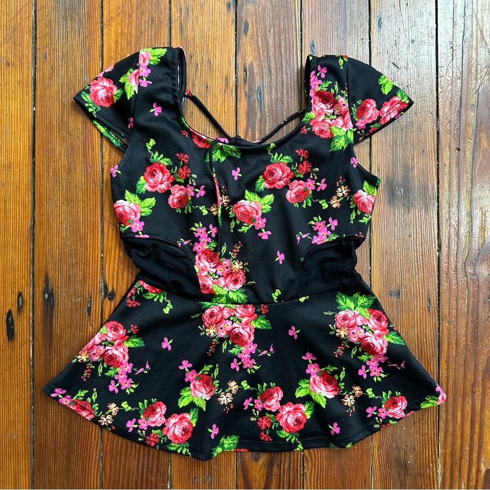 Vintage 2000s charlotte russe floral peplum top so twee Small
